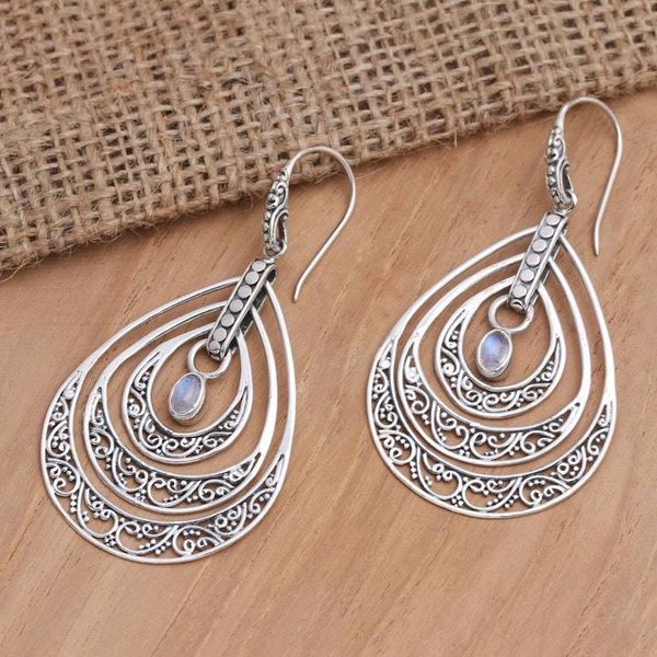 Alternate image for Handcrafted Rainbow Moonstone Dangle Earrings Party Gala in Rainbow