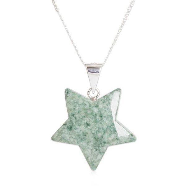 Alternate image for Light Green Jade Silver Star Pendant Necklace from Guatemala Stellar Light