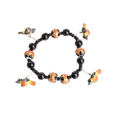 Alternate image for Handcrafted Ceramic Beaded Stretch Bracelet with Birds Gallant Birds
