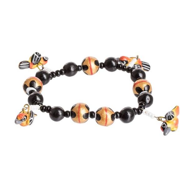 Alternate image for Handcrafted Ceramic Beaded Stretch Bracelet with Birds Gallant Birds