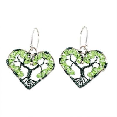 Alternate image for Nature-Themed Heart-Shaped Green Beaded Dangle Earrings Love for Nature