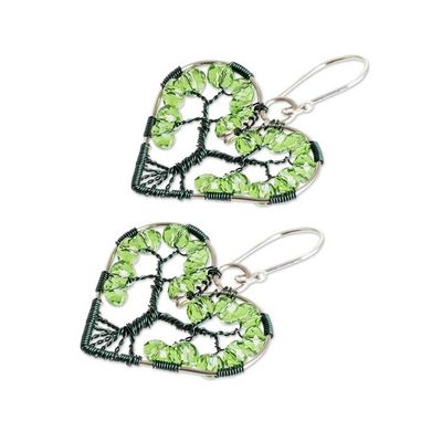 Alternate image for Nature-Themed Heart-Shaped Green Beaded Dangle Earrings Love for Nature