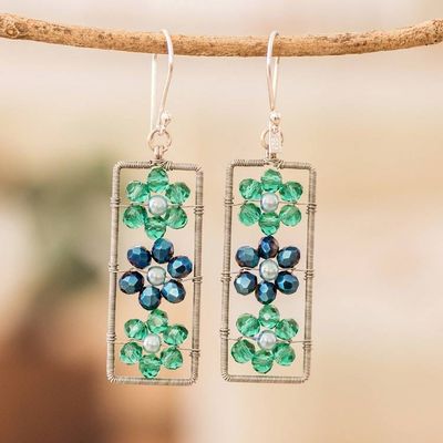 Alternate image for Handmade Crystal  Glass Beaded Floral Dangle Earrings Blossoming Spring