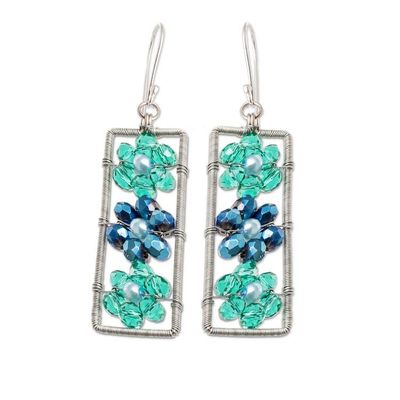 Alternate image for Handmade Crystal  Glass Beaded Floral Dangle Earrings Blossoming Spring