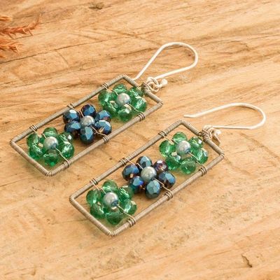 Alternate image for Handmade Crystal  Glass Beaded Floral Dangle Earrings Blossoming Spring