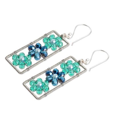 Alternate image for Handmade Crystal  Glass Beaded Floral Dangle Earrings Blossoming Spring