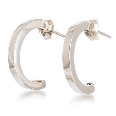 Alternate image for Minimalist Modern Polished Sterling Silver Half-Hoop Earring Gleaming Minimalism