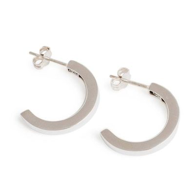 Alternate image for Minimalist Modern Polished Sterling Silver Half-Hoop Earring Gleaming Minimalism