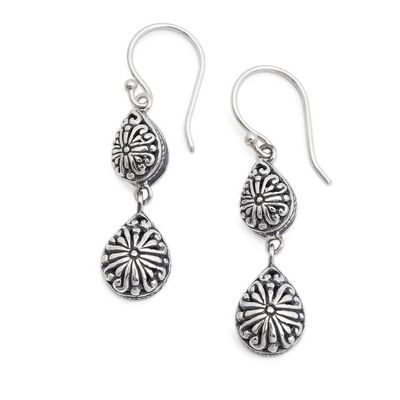 Alternate image for Balinese-Inspired Floral Sterling Silver Dangle Earrings Garden of Suns