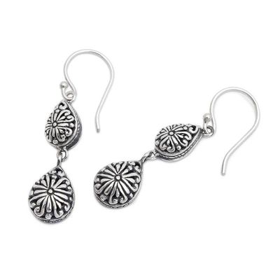 Alternate image for Balinese-Inspired Floral Sterling Silver Dangle Earrings Garden of Suns