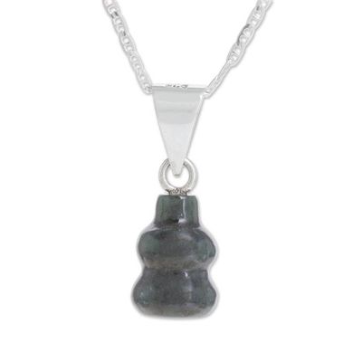 Alternate image for Dark Green Jade Pendant Necklace from Guatemala Mayan Tornado