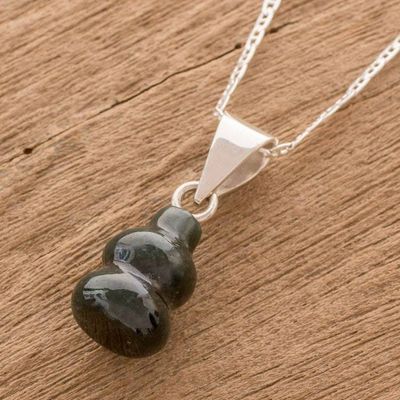Alternate image for Dark Green Jade Pendant Necklace from Guatemala Mayan Tornado