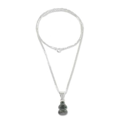 Alternate image for Dark Green Jade Pendant Necklace from Guatemala Mayan Tornado