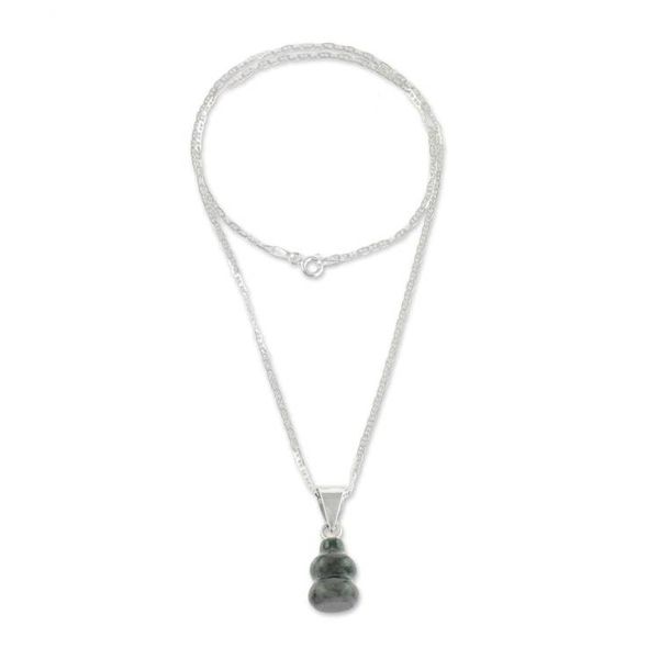 Alternate image for Dark Green Jade Pendant Necklace from Guatemala Mayan Tornado