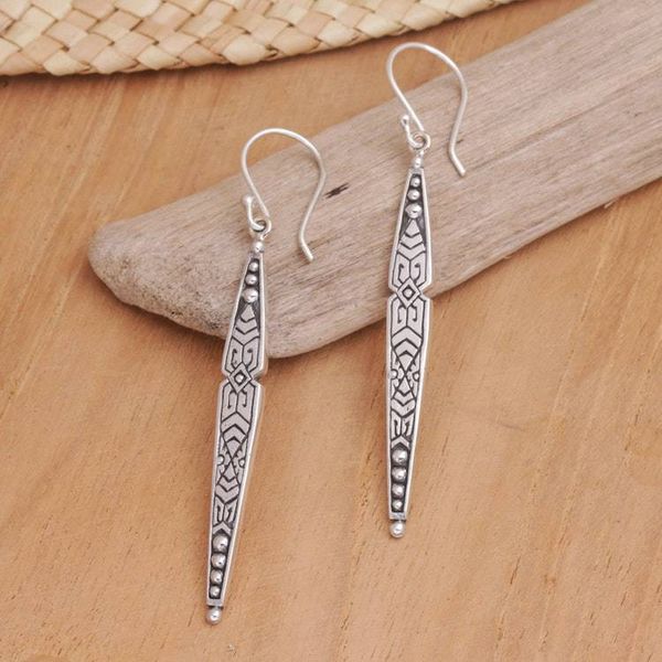 Alternate image for Sterling Silver Modern Dangle Earrings from Bali Feminine Shield