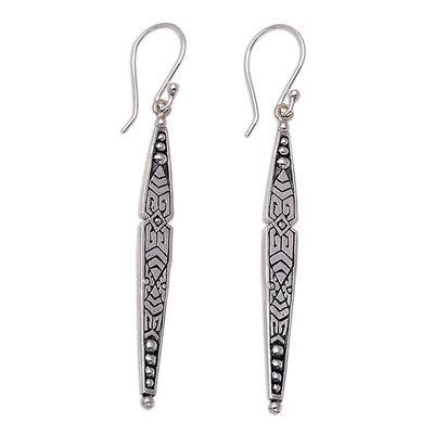 Alternate image for Sterling Silver Modern Dangle Earrings from Bali Feminine Shield