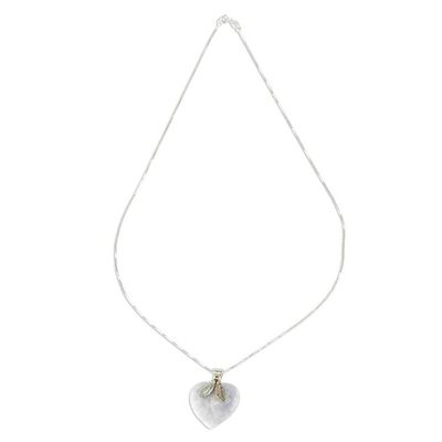 Alternate image for Natural Lavender Jade and Sterling Silver Heart Necklace Lilac Heart