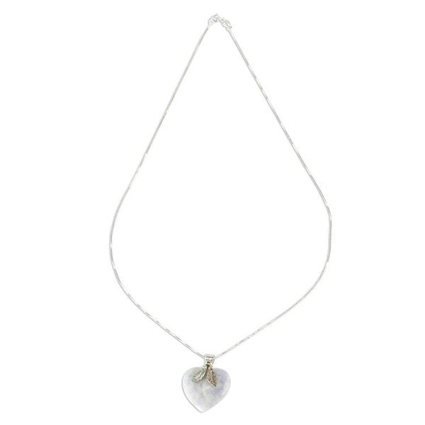 Alternate image for Natural Lavender Jade and Sterling Silver Heart Necklace Lilac Heart
