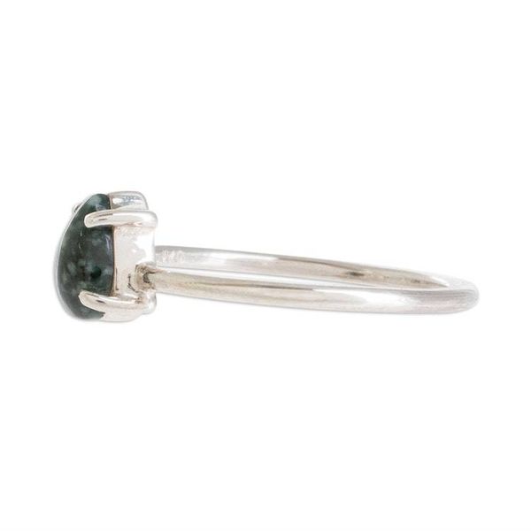 Alternate image for Sterling Silver Ring with Dark Green Guatemalan Jade Dark Green Teardrop