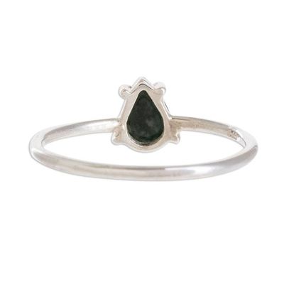 Alternate image for Sterling Silver Ring with Dark Green Guatemalan Jade Dark Green Teardrop
