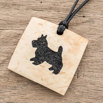 Primary image for Coconut Shell and Lava Stone Schnauzer Pendant Necklace Schnauzer Square