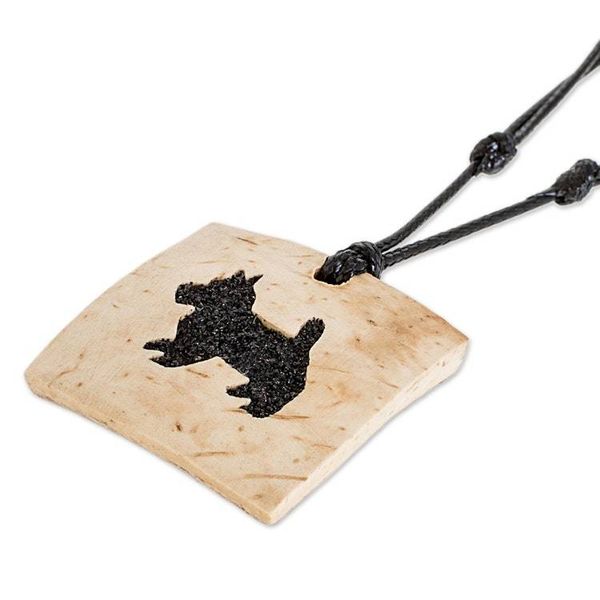 Alternate image for Coconut Shell and Lava Stone Schnauzer Pendant Necklace Schnauzer Square