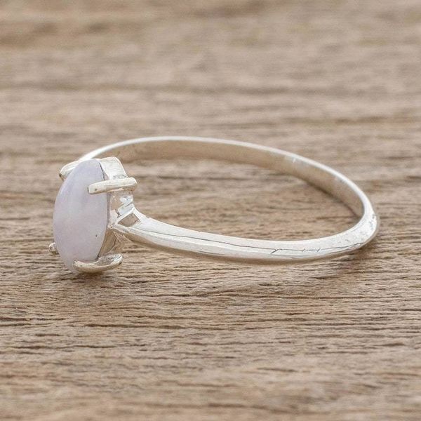 Alternate image for Sterling Silver Solitaire Ring with Lilac Guatemalan Jade Lilac Illusion