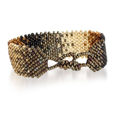Alternate image for Black Bronze and Golden-Hued Adjustable Wide Beaded Bracelet Shimmering Gleams