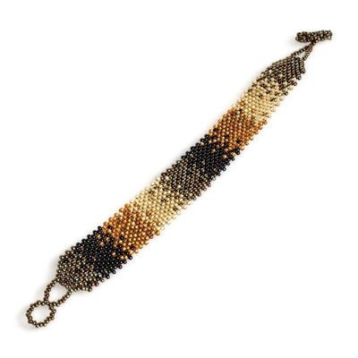 Alternate image for Black Bronze and Golden-Hued Adjustable Wide Beaded Bracelet Shimmering Gleams
