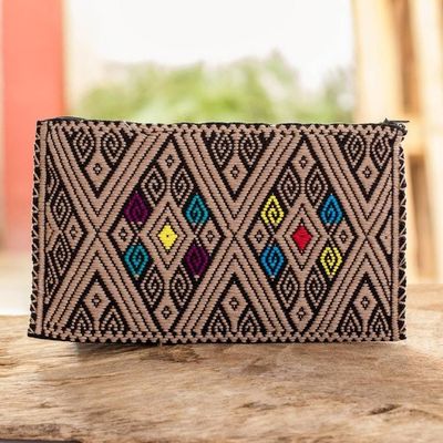 Alternate image for Hand Woven and Embroidered  Clutch With Diamond Pattern Woven Diamonds