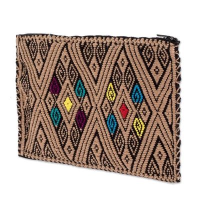 Alternate image for Hand Woven and Embroidered  Clutch With Diamond Pattern Woven Diamonds