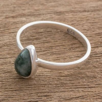Alternate image for Drop-Shaped Jade Single Stone Ring from Guatemala Ancient Drop