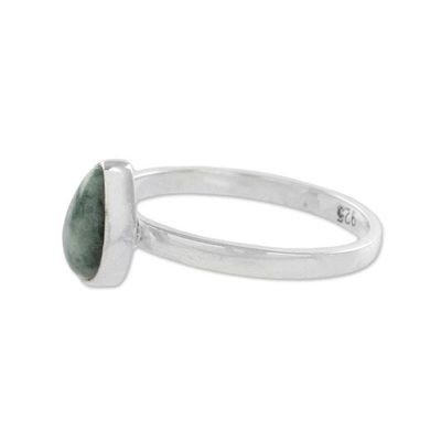 Alternate image for Drop-Shaped Jade Single Stone Ring from Guatemala Ancient Drop
