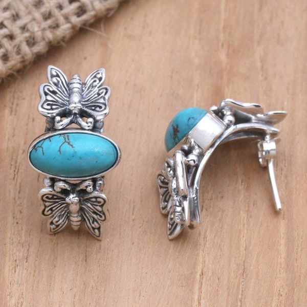 Alternate image for Sterling Silver Butterfly Motif Drop Earrings Social Butterfly