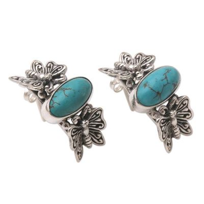 Alternate image for Sterling Silver Butterfly Motif Drop Earrings Social Butterfly