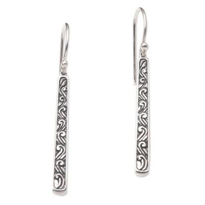 Alternate image for Artisan Crafted Sterling Silver Dangle Earrings Columns and Vines