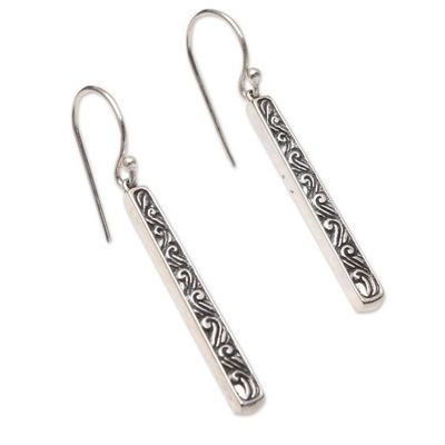 Alternate image for Artisan Crafted Sterling Silver Dangle Earrings Columns and Vines