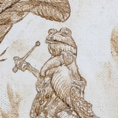 Alternate image for Signed Stretched Mixed Media Painting of an Oneiric Scene Dance of the Problems