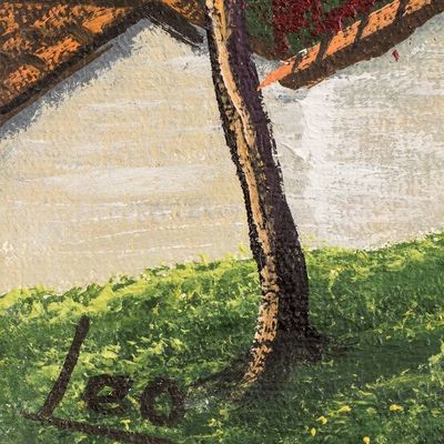 Alternate image for Impressionist Oil Painting of Church  Nature in Guatemala Church in Zunil