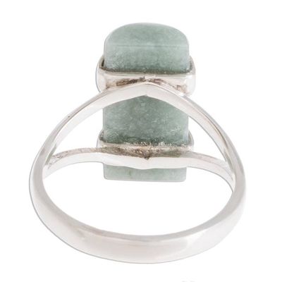 Alternate image for Cylindrical Apple Green Jade Cocktail Ring from Guatemala Sweet Maya in Apple Green