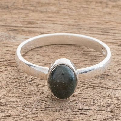 Alternate image for Jade Single Stone Ring in Dark Green from Guatemala Force and Beauty in Dark Green