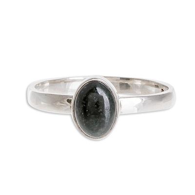 Alternate image for Jade Single Stone Ring in Dark Green from Guatemala Force and Beauty in Dark Green