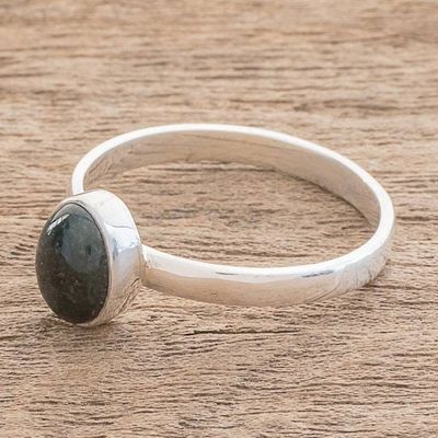 Alternate image for Jade Single Stone Ring in Dark Green from Guatemala Force and Beauty in Dark Green