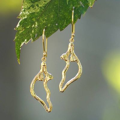 Alternate image for Abstract Half Heart-Themed 18k Gold-Plated Dangle Earrings Pieces of My Heart