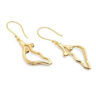 Alternate image for Abstract Half Heart-Themed 18k Gold-Plated Dangle Earrings Pieces of My Heart