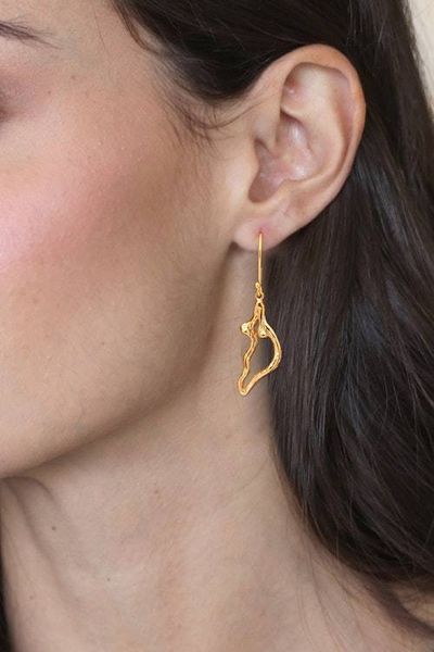 Alternate image for Abstract Half Heart-Themed 18k Gold-Plated Dangle Earrings Pieces of My Heart