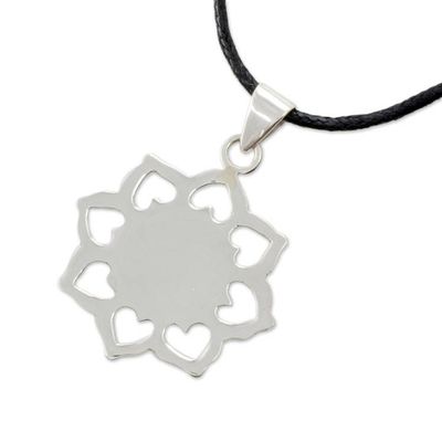 Alternate image for Handmade Green Jade and Silver Necklace with Cotton Cord Apple Blossom