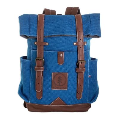 Alternate image for Handcrafted Blue Acrylic Leather-Accented Backpack Blue Journey