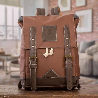 Alternate image for Brown Leather-Accented Backpack Made in Costa Rica Practical Brown