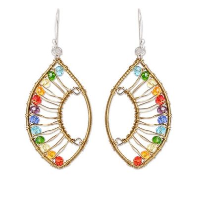 Alternate image for Handmade Multicolored Crystal  Glass Beaded Dangle Earrings Colorful Crystal Eyes
